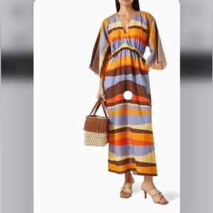 Cala de la Cruz multicolored linen long dress. Size XS